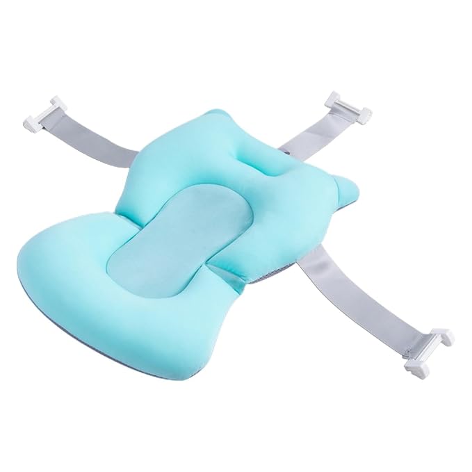 Baby Bath Pad | Foldable Travel Baby Baths Tub, Babies Tub with Soft Baths Mat, Babies Bath Seat Support Net, Non-Slip, 3 Safety Belts, for Home Travelling