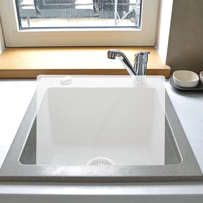 VOSAREA Acrylic Sink Splash Guard, Freestanding Kitchen Splash Panel Barrier Behind Faucet Kitchen Island Sink Backsplash Guard 13.76x8.25in