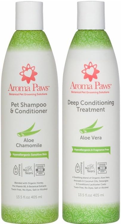 Hypoallergenic Deep Conditioning Kit, Pet Shampoo and Conditioner with Aloe Vera and Chamomile and Deep Conditioning Treatment 13.5 fl oz