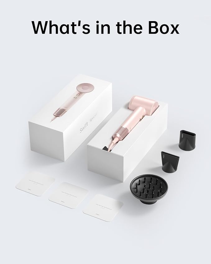 Laifen Hair Dryer, High Speed 200M Ionic Blow Dryer with 110, 000 RPM Brushless Motor for Fast Drying, Low Noise, Hairdryer with Magnetic Nozzle Pink