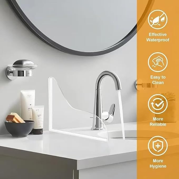 2 Pack Large Shower Splash Guards for Bathtub, Upgraded 8.6 x 7.6 Inch Corner Water Blockers, Waterproof Bath Accessories to Prevent Splashing, Multi-Use for Bathtubs, Sinks & Washbasins