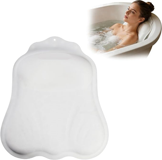 Soft Silicone Bath Pillow, Adjustable Airbag Ergonomic Neck Support Design, 34 Strong Suction Cups, Fits Most Bathtubs, Easy to Clean and Quick-Dry, Relaxing Spa Gift for Mom, Wife, and Girlfriend