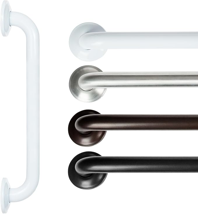 Vive Grab Bar for Showers - Bathroom Antislip Handrail for Seniors, Elderly Assistance Product, Heavy Duty Shower Handles, Handicap Grab Bars, Stainless Steel, Multipurpose, 440 lbs (White)