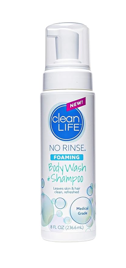 No-Rinse Foaming Body Wash - Waterless Foam Cleanser for Elderly, Adults, Kids, Infants & Caregiver - Rinse Free for Sensitive Skin - Travel Size - Refreshed & Moisturized Skin - 8 fl oz (Pack of 1)