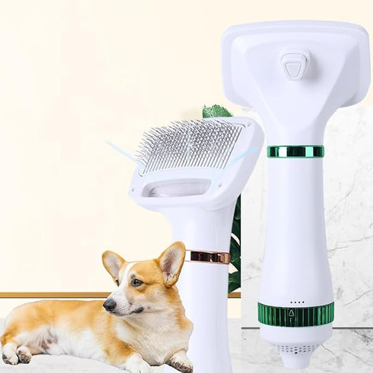 Pet Hair Dryer, 2-in-1 Dog Dryer, 300W Quiet Grooming Hair Dryer, Includes Comb Brush, Adjustable Temperature, Suitable for Small Dogs and Cats