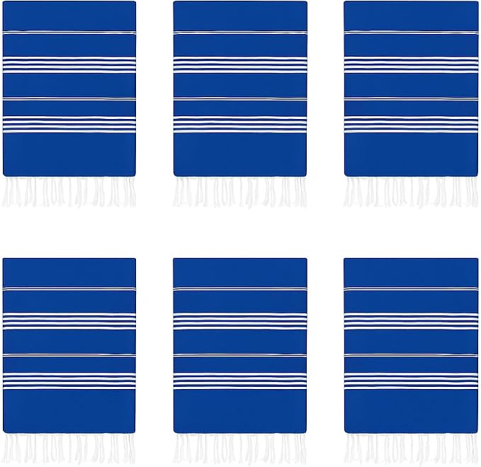 HAVLULAND Turkish Beach Towels, Set of 12, Oversized 72"x40" - Blue | Soft Hammam Peshtemal, Sand Free, Quick-Dry, Absorbent Bath Towel | Lightweight & Compact for Travel, Pool, Gym, Spa
