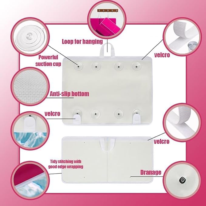 Bath Kneeler –8 Suction Cups & 1.5" Padding.Certified Non Toxic Bath Kneeling Pad for Bath Tub & 5 Bath Toy Organizer. Fast Dry Baby Bath Kneeler and Elbow Rest Pad Set by Supa Ant-Pink.