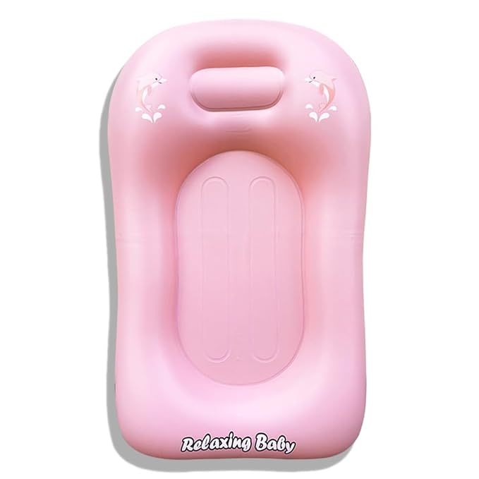 | Inflatable Baby Bathtub,Newborn Bathtub Seat for Infant,Non-Slip Baby Pool for Sitting up,Foldable Toddler Tub Shower,Portable Travel Bath for Kids 0-6 Year (B1019P, Animal Print)