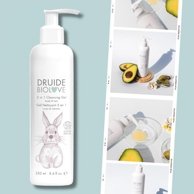2-in-1 Cleansing Gel Body Hair Care ,organic Baby Shampoo Clean Care & Wash, Sulfate-Free, For Children Prone to Eczema, 250 ml (8.4 oz Size Chamomile,Orange Star Anise Made in Canada