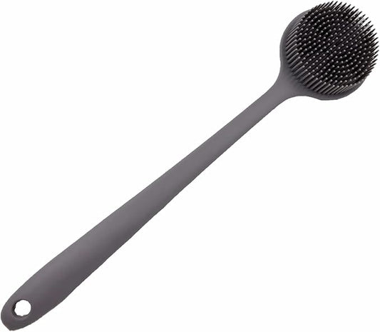 Long Handle Silicone Body Scrubber for Shower, Dual-Sided Back Scrubber Brush with Soft Bristles&Massage Nodes, Exfoliating Bath Brush for Hard to Reach Areas, Easy to Clean & Quick Dry, for Daily Use