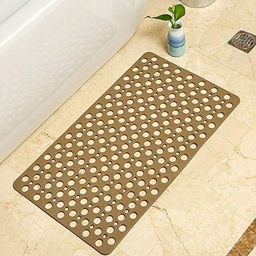 Casa and Beyond Shower Mat,Non Slip Bath Mat and Shower Mat with Suction Cups and Drain Holes,Bathroom Mat Easy to Clean Soft Machine Washable,Bathtub Mat Easy Dry&Cut (Coffee,47" x 32"(Rectangular))