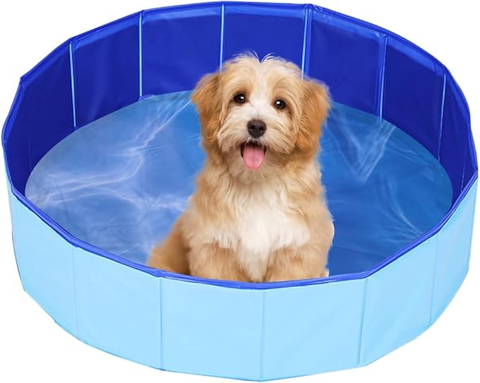 Enenes Foldable Dog Pool 24x8 Inch Portable PVC Pet Swimming Pool & Bath Tub with Drawstring Storage Bag Collapsible Ball Pit for Indoor/Outdoor Use, Puppy Bath Tub for Dogs, Cats, Puppies