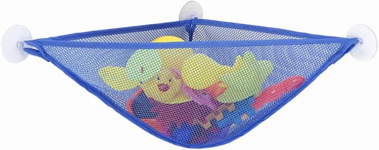 Bath Toy Organizer with Strong Suction Cups Bathtub Toys Holder Storage Net Corner Shower Caddy Bag for Baby Boys and Girls Light Blue 1PC.