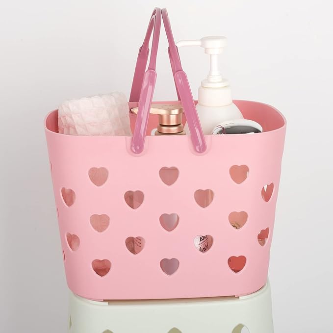 Anyoifax Portable Shower Caddy Tote Plastic Storage Basket with Handle Box Organizer Bin for Bathroom, College Dorm, Pantry, Kitchen, 2 Pack, Pink | Bathroom Caddy Storage Tote Cleaning Supply Caddy for College Dorm, Kitchen, Pantry, Garage
