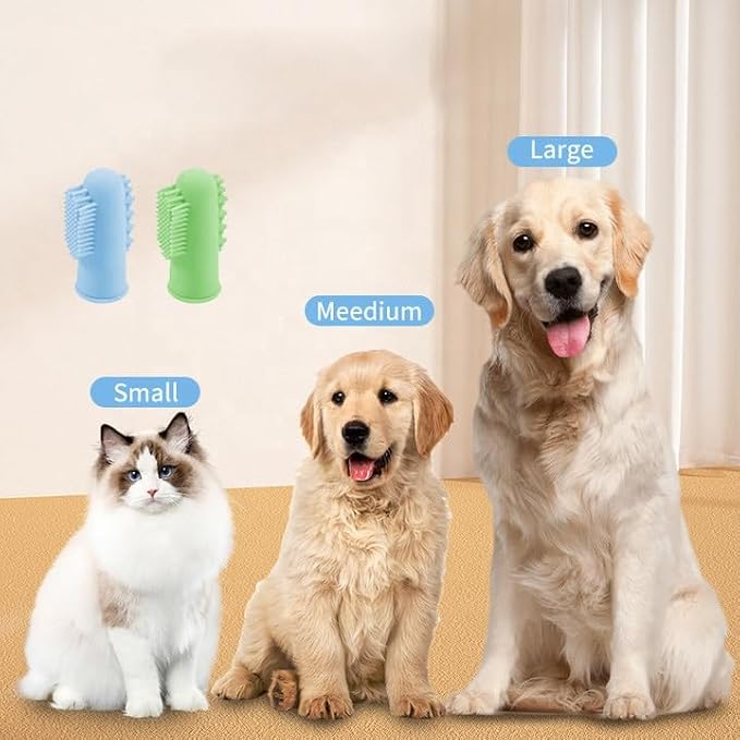 Dog Bath Brush with Shampoo Dispenser - Silicone Dog Shampoo Brush Scrubber for Bathing, Shedding & Massage for Dogs & Cats and 6 Finger Toothbrush For Dogs