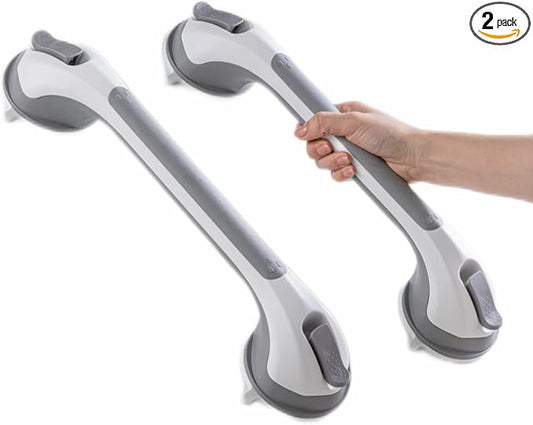 TAILI Grab Bars for Bathtubs and Showers 2 Pack Suction Grab Bar, Heavy Duty Shower Handle Removable Bath Handrails for Seniors and Elderly, Bathroom Safety Grip No Drilling Waterproof,Grey,G9