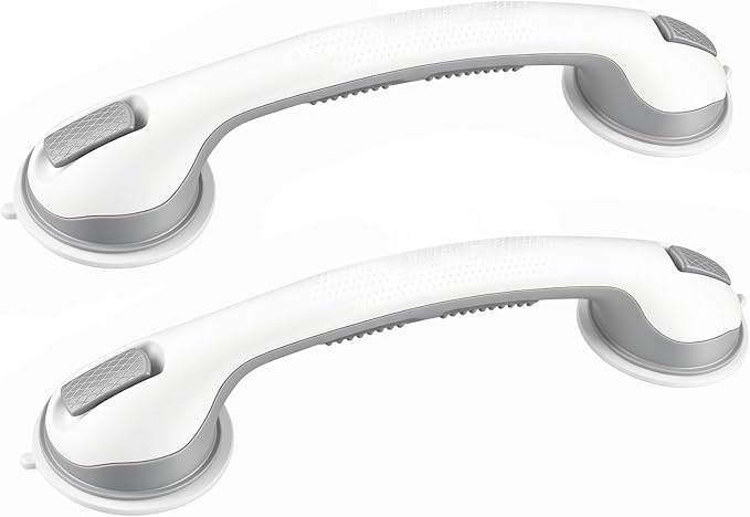 Shower Handles for Elderly Suction, Shower Grab Bar, Suction Grab Bars for Shower 2 Pack 16 Inch, Bathroom Grab Bars for Seniors, Shower Grab Bars Suction Heavy Duty, Waterproof No Drilling