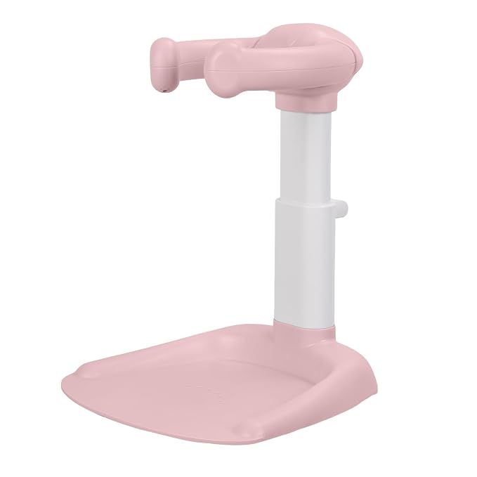 Height Adjustable Baby Shower Stand, Toddler Bath Stand Support with Thicker Column, Anti-Slip Base with 8 Anti-Slip Pads, Baby Shower Standing Support, Safe Gift for Infants 6-36 Months (Pink)