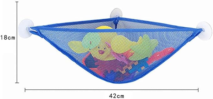 Bath Toy Organizer with Strong Suction Cups Bathtub Toys Holder Storage Net Corner Shower Caddy Bag for Baby Boys and Girls White 1PC.