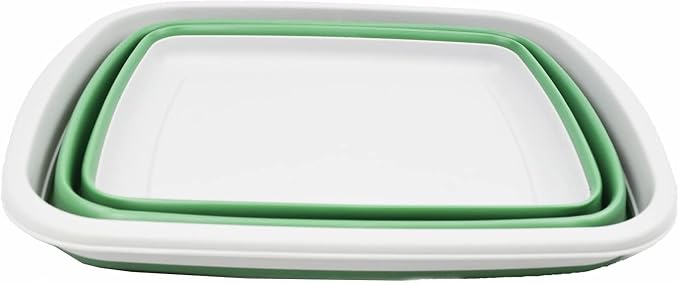 SAMMART 10L (2.6 Gallons) Collapsible Tub - Foldable Dish Tub - Portable Washing Basin - Space Saving Plastic Washtub (Grey/Dark Sea Green, 1)