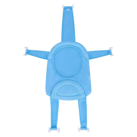 Bath Seat Support Net Newborn Floating Bath Cushion Pad Infant Bathtub Sling Shower Mesh Adjustable Bath Tube Support 5-Points Anti-Slip Bathtub Seat for Age 0-18 Months Light Blue