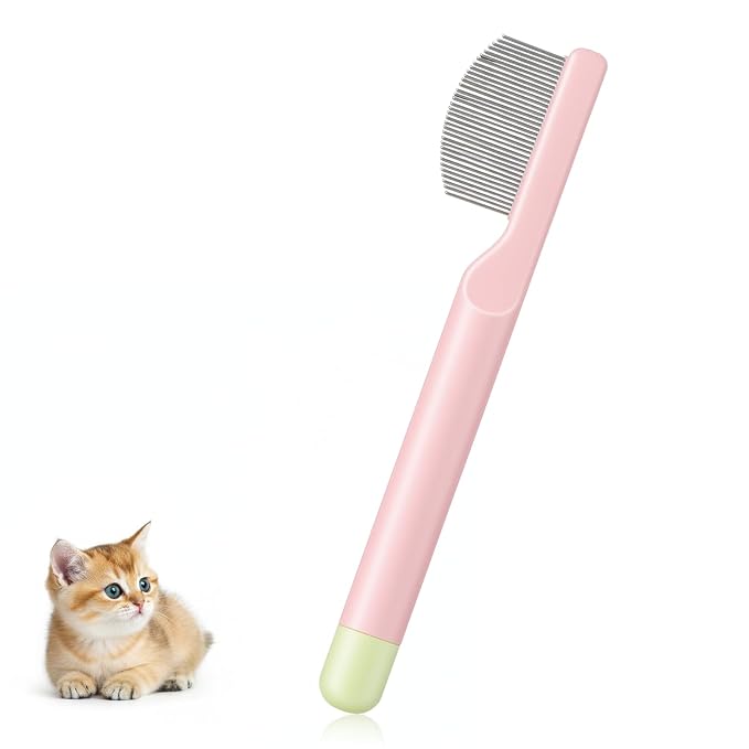 Stainless Steel Dog Eye Comb – Tear Stain Remover for Small Pets | Round-tip teeth for gentle detangling. Removes eye mucus, crust & fleas. Ideal for Yorkie, Shih Tzu, Maltese, Pomeranian