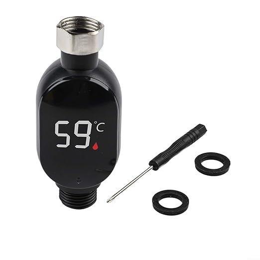 Shower Thermometer - Digital Celsius Display, Color-Coded Temperature Indicator, 304 Stainless Steel & PC Material, 0-99°C Range - Baby Bath, Bathroom Household Bathing Use(B)