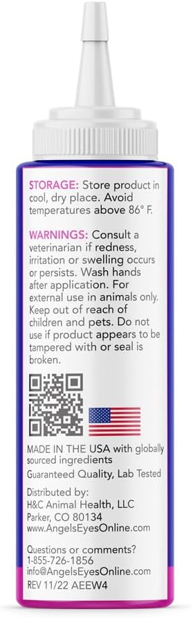 Angels' Eyes Multi-Purpose Sterile Eye Wash for Dogs & Cats | 4 oz Eye Cleaner & Rinse | Tear Stain Reducer with Boric Acid | Soothes Allergies, Debris, Mucus & Weepy Eyes | Vet Formulated