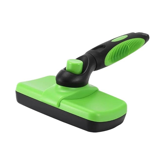 Pet Grooming Brush | Dog Brush for Shedding & Cat Brush with Self-Cleaning One-Click Pop-Up Fur | Stainless Steel Needles & Massage Beads | Ergonomic Non-Slip Handle | 6.69 x 4.72 In (Green)