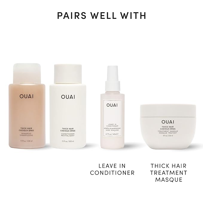 OUAI Thick Hair Shampoo & Conditioner Set, Travel Size - Moisturizing Shampoo & Conditioner - With Keratin, Marshmallow Root, Shea Butter & Avocado Oil - Sulfate, Paraben & Phthalate Free (3 Oz)