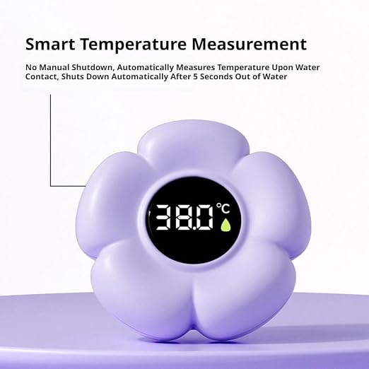 Baby Bath Thermometer – Floating Flower-Shaped Water Thermometer with 3-Color LED, Digital Display, IPX7 Waterproof, for Infant Toddler Bath Pool, Baby Shower Toy Gift
