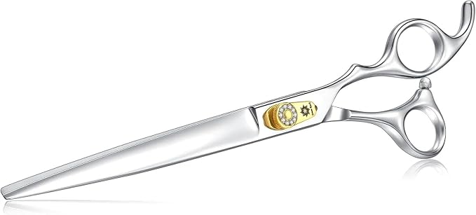 Dream Reach Straight Dog Scissors - 8 Inch 440C Stainless Steel Professional Pet Cutting Grooming Shears with Adjustable Screw