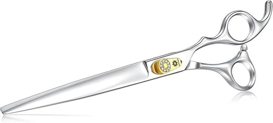 Dream Reach Straight Dog Scissors - 8 Inch 440C Stainless Steel Professional Pet Cutting Grooming Shears with Adjustable Screw