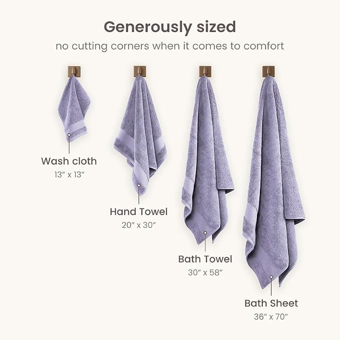BIOWEAVES 100% Organic Cotton 700 GSM Plush Premium Washcloths 13" x 13" GOTS Certified, Face Towels Perfect for Home & Bathroom - Lavender, Pack of 12