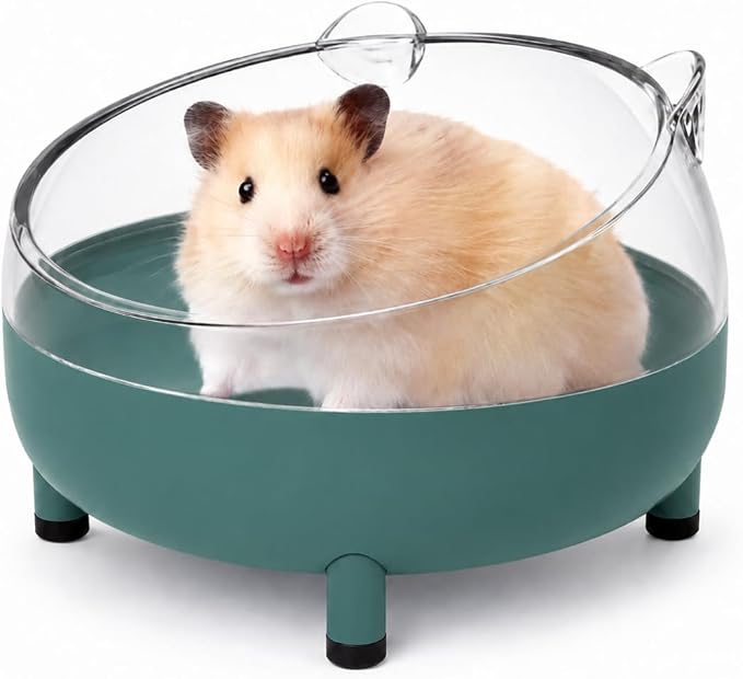 Meow&Woof Hamster Sand Bath Container, Large Sandbox Toilet Gerbil Batheoom, Tiny Chinchilla Dust Bathtub Sand Bath Box for Hamster Cage Accessories 5.2 Inch-Dark Green