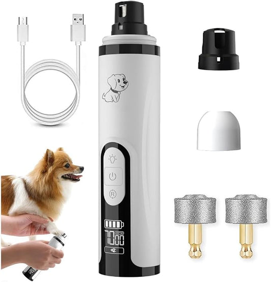 Dog Nail Grinder, 3-Speed, Ultra Quiet for Small to Large Dogs | Dual LED Lights for Quick Visibility, 7000-9000 RPM, <40dB, Ergonomic Grip, Multiple Grinding Ports, 2000mAh