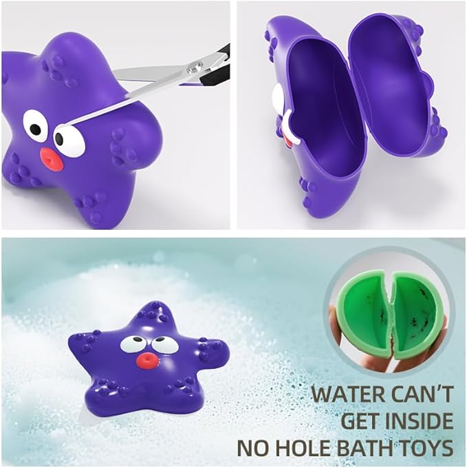 Bath Toys for Toddlers 6-12-18 Month, Bathtub Toys with 6 Baby Bath Animals, No-Hole Design Keeps Dry, Floating Toys Set for Baby 1 Year Old Boys & Girls (6 Pack)