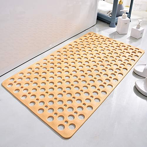 Casa and Beyond Shower Mat,Non Slip Bath Mat and Shower Mat with Suction Cups and Drain Holes,Bathroom Mat Easy to Clean Soft Machine Washable,Bathtub Mat Easy Dry&Cut (Beige,21" x 21"(Rectangular))