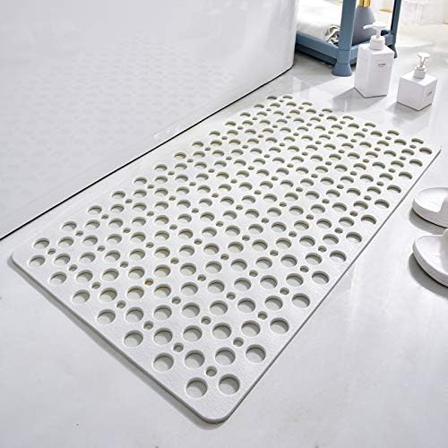 Casa and Beyond Shower Mat,Non Slip Bath Mat and Shower Mat with Suction Cups and Drain Holes,Bathroom Mat Easy to Clean Soft Machine Washable,Bathtub Mat Easy Dry&Cut (White,28" x 28"(Rectangular))