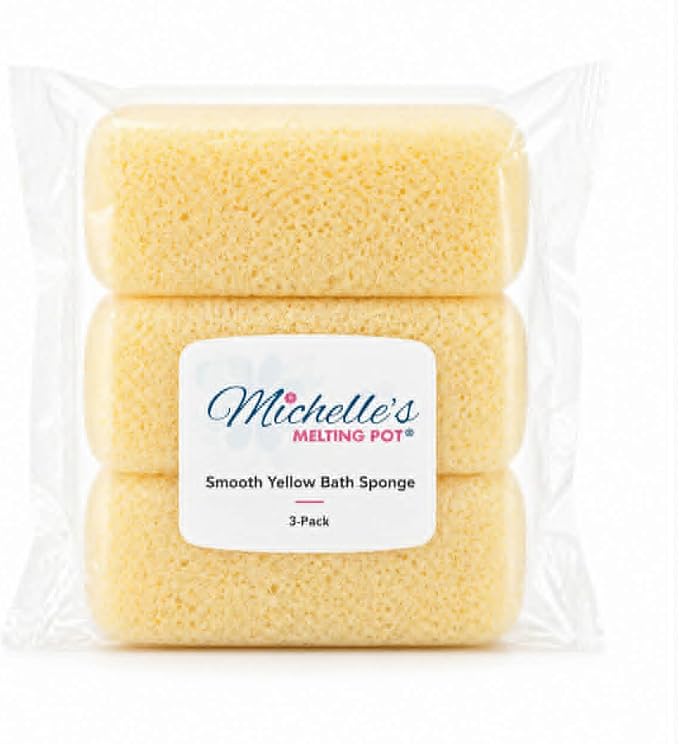 Michelle's Melting Pot Foam Bath Sponge Shower Sponge 3 Count (Smooth Yellow)