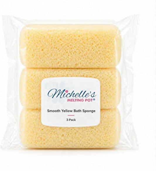 Michelle's Melting Pot Foam Bath Sponge Shower Sponge 3 Count (Smooth Yellow)