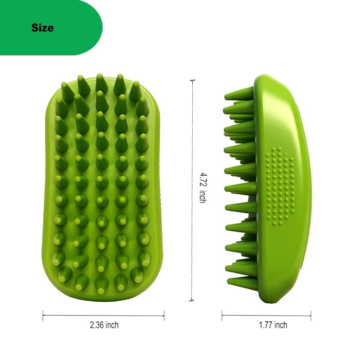 Rubber Curry Brush for Short Haired Dogs, Gentle Curry Comb with Long Pins, Use Wet as Bath Scrubber or Dry for Grooming Loose Hair