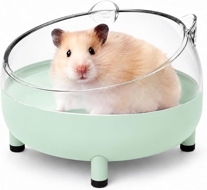 Meow&Woof Hamster Sand Bath Container, Large Sandbox Toilet Gerbil Batheoom, Tiny Chinchilla Dust Bathtub Sand Bath Box for Hamster Cage Accessories 5.2 Inch-Light Green