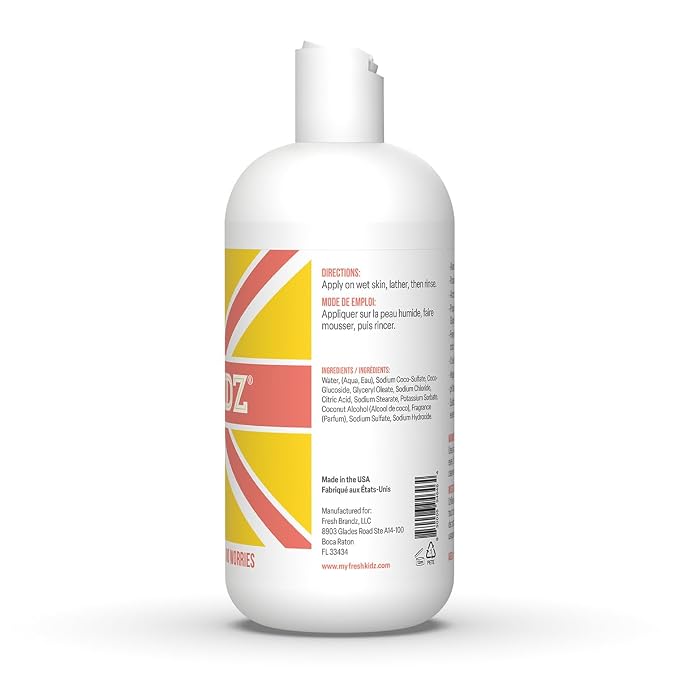 Fresh Kidz Body Wash for Kids and Teens - Gentle Bath and Shower Cleanser for All Skin Types - Girls Coral, 16.9 Fl.Oz.