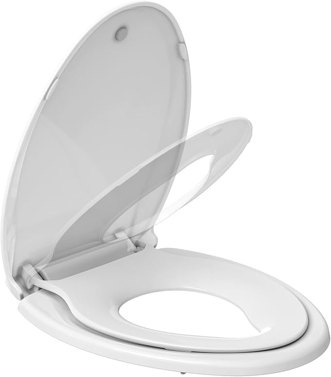 Toilet Seat With Toddler Seat,PP Material Family Toilet Seat Cover with Adult and Toddler Seat, Soft Close Design, Easy to Clean, Safe for Home Kids Potty Training