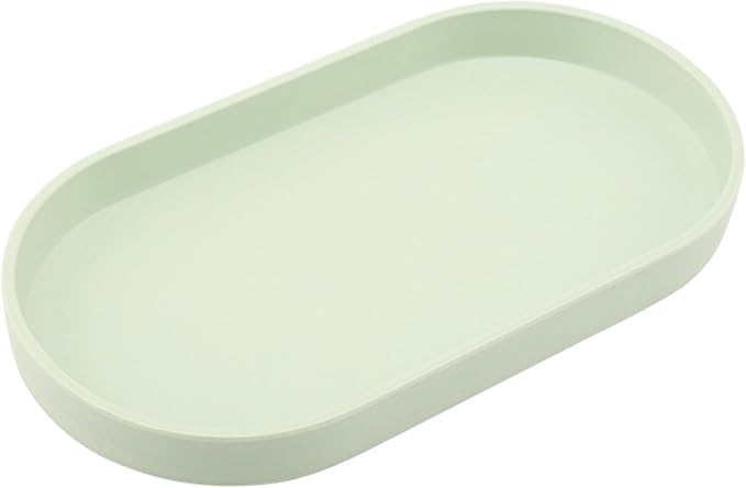 Green Small Tray (10 inch), Oval Tray, Countertop Organizer | Small Serving Tray for Kitchen Counter, Vanity Items, Coffee Accessory, Bar, Seasoning, Salt and Pepper, Soap, Perfume