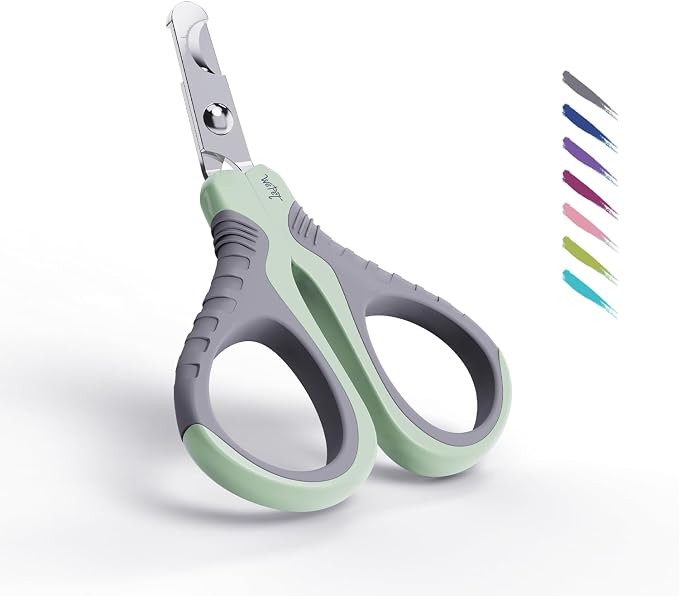 WePet Pet Nail Clippers U07.1, Professional Claw Trimmer, Bended Scissor Special for Cats, Kittens, Dogs, Puppies, Small Animals, Grey/Tea Green