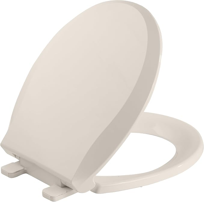 Toilet Seat Round Toilet Seat Cover Almond Color Soft Close PP Toilet Seat for Bathroom, Easy Installation and Comfortable Fit