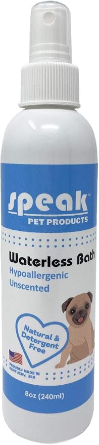 Speak Pet Products Natural Waterless Bath Spray, for Dogs, Hypoallergenic Unscented, 8oz