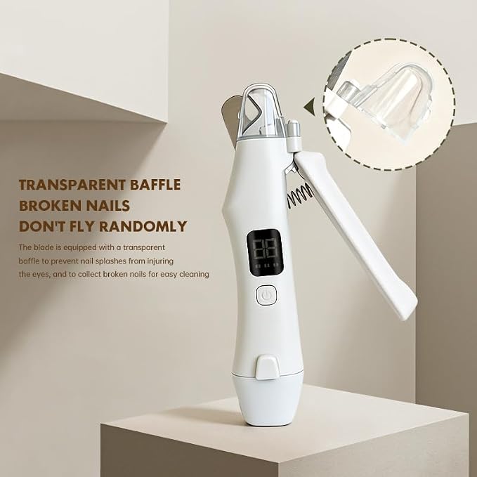2-in-1 Dog Nail Grinder & Clippers, Electric Rechargeable Cat Claw Trimmer with LED Light, Safety Guard 2-Speed Grooming Tool for Thick Nails for Large Medium Small Pets